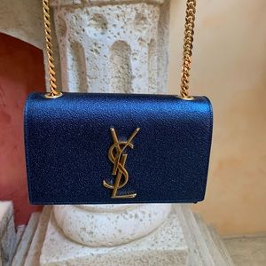 SAINT LAURENT Metallic Small Monogram Kate Bag